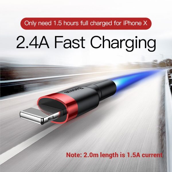 Baseus Classic USB Cable for iPhone xs max Charger USB Data Cable for iPhone X 8 6 6s 2.4A USB Charging Cable Phone Cord Adapter - Image 2