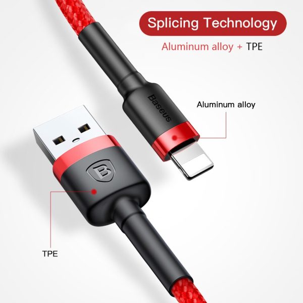 Baseus Classic USB Cable for iPhone xs max Charger USB Data Cable for iPhone X 8 6 6s 2.4A USB Charging Cable Phone Cord Adapter - Image 5
