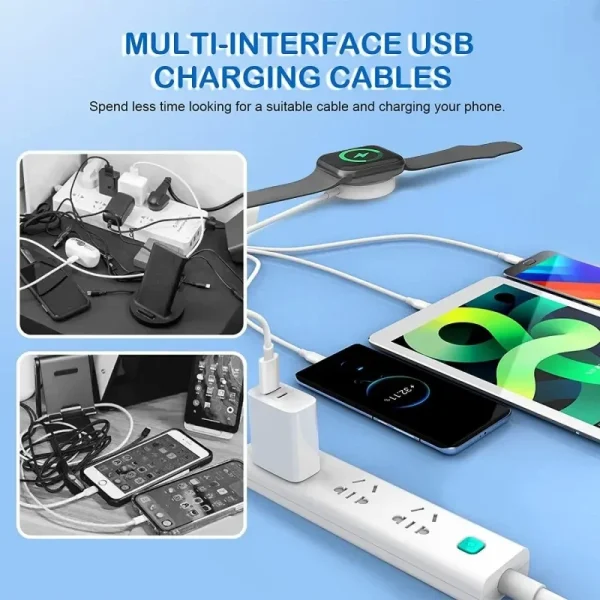 New woven four in one watch wireless charging mobile phone charging cable data cable multiple connectors to choose from - Image 2