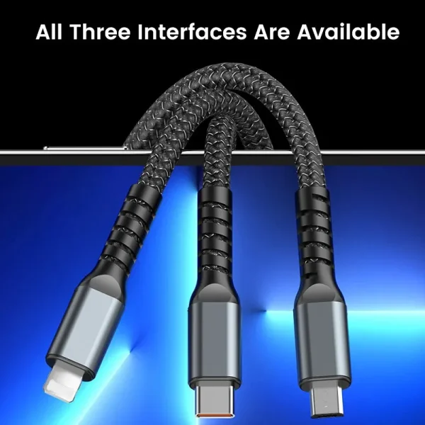 3 In 1 Usb 100w Cable For Fast Charging And Data Mini Usb Type C Micro Suitable For Iphone Android Xiaomi Huawei Oppo Charging - Image 2