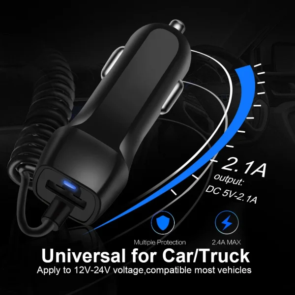 Car Charger With USB Cable Mobile Phone Charger For iphone 11 7 Samsung S10 Xiaomi Micro USB Type C Cable Fast Car Phone Charger - Image 4