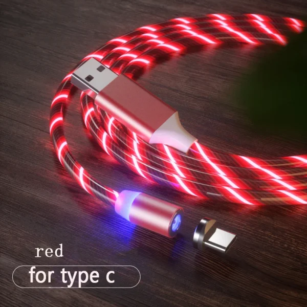 1m Magnetic charging Mobile Phone Cable USB Type C Flow Luminous Lighting Data Wire for Samsung Huawei LED Micro Kable - Image 17