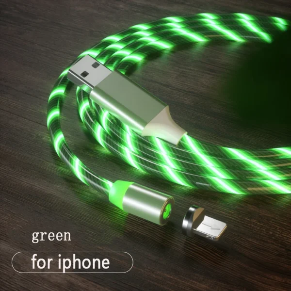 1m Magnetic charging Mobile Phone Cable USB Type C Flow Luminous Lighting Data Wire for Samsung Huawei LED Micro Kable - Image 8