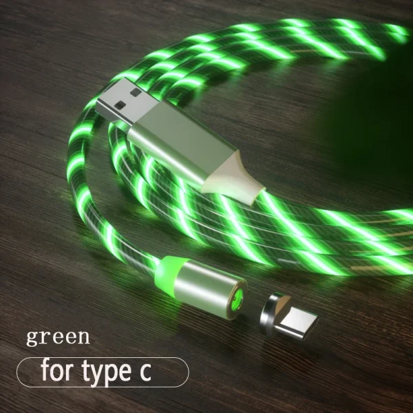 1m Magnetic charging Mobile Phone Cable USB Type C Flow Luminous Lighting Data Wire for Samsung Huawei LED Micro Kable - Image 14