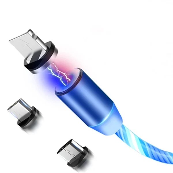 1m Magnetic charging Mobile Phone Cable USB Type C Flow Luminous Lighting Data Wire for Samsung Huawei LED Micro Kable - Image 3