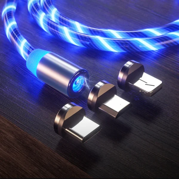 1m Magnetic charging Mobile Phone Cable USB Type C Flow Luminous Lighting Data Wire for Samsung Huawei LED Micro Kable - Image 2