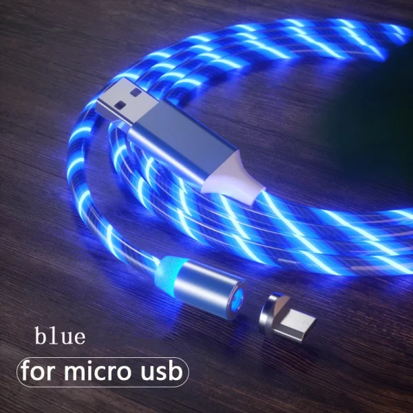1m Magnetic charging Mobile Phone Cable USB Type C Flow Luminous Lighting Data Wire for Samsung Huawei LED Micro Kable - Image 7