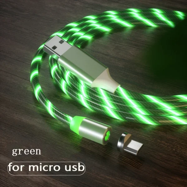 1m Magnetic charging Mobile Phone Cable USB Type C Flow Luminous Lighting Data Wire for Samsung Huawei LED Micro Kable - Image 10