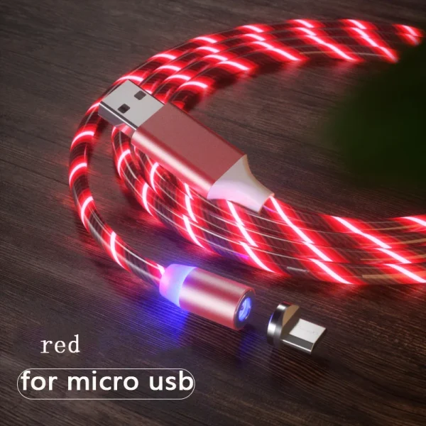 1m Magnetic charging Mobile Phone Cable USB Type C Flow Luminous Lighting Data Wire for Samsung Huawei LED Micro Kable - Image 13